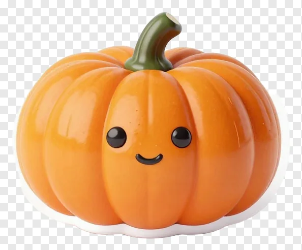 A cute orange pumpkin with a smiling face.