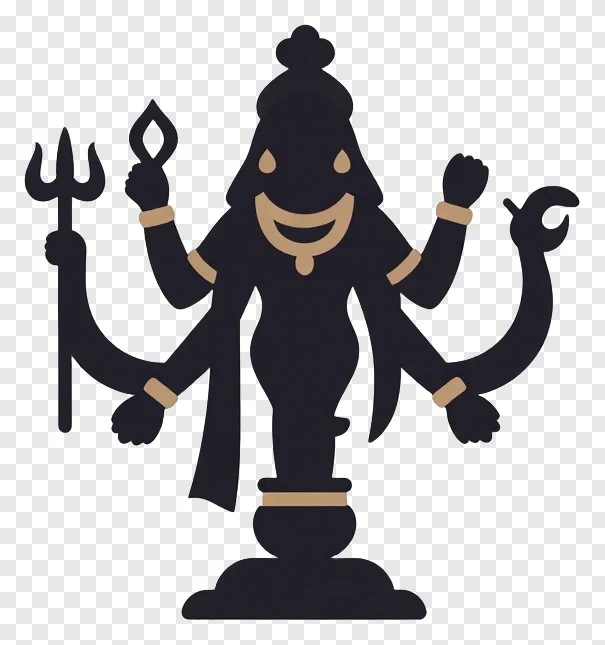 Goddess Durga wielding a trishul against a white background.