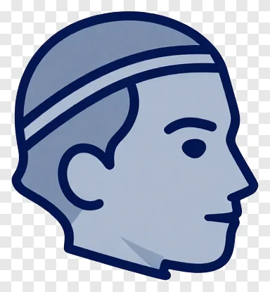 Stylized side profile of a human head.