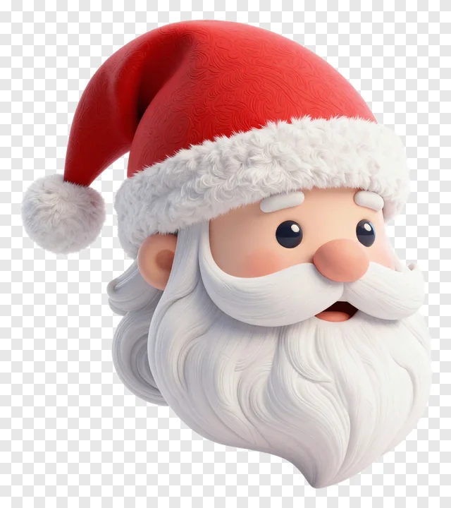 Santa Claus head with a red hat featuring textured swirls.