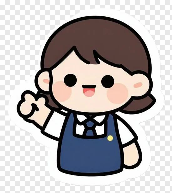 Cartoon shop assistant waving hand