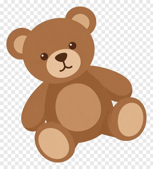 A sitting brown teddy bear toy with a smiling face.