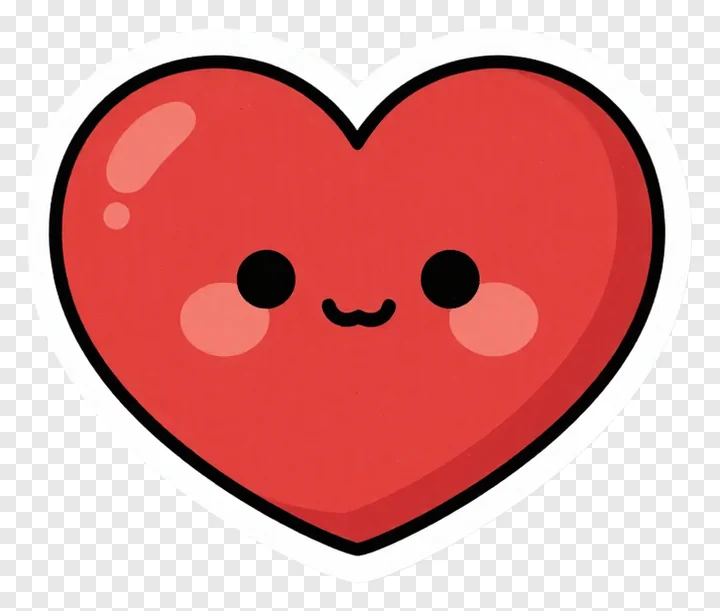 A cute red heart with a smiling face.