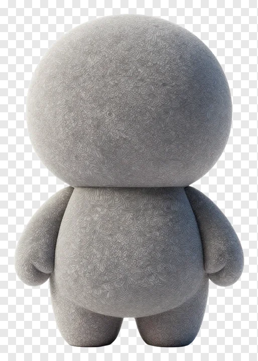 Back view of a stone-textured character figure.