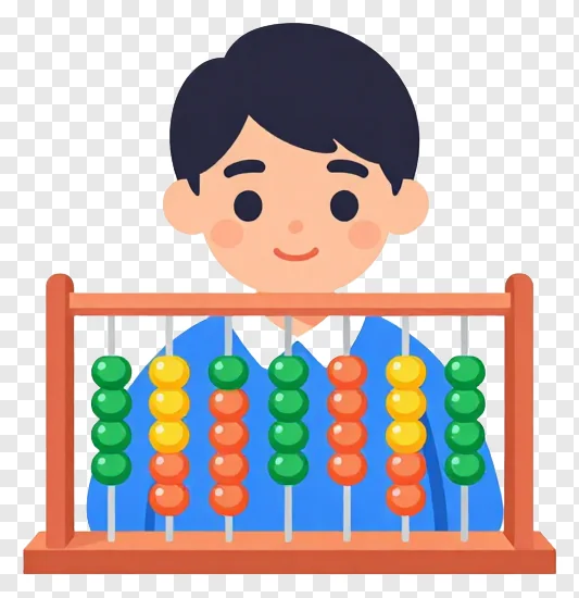 A student using an abacus to count.
