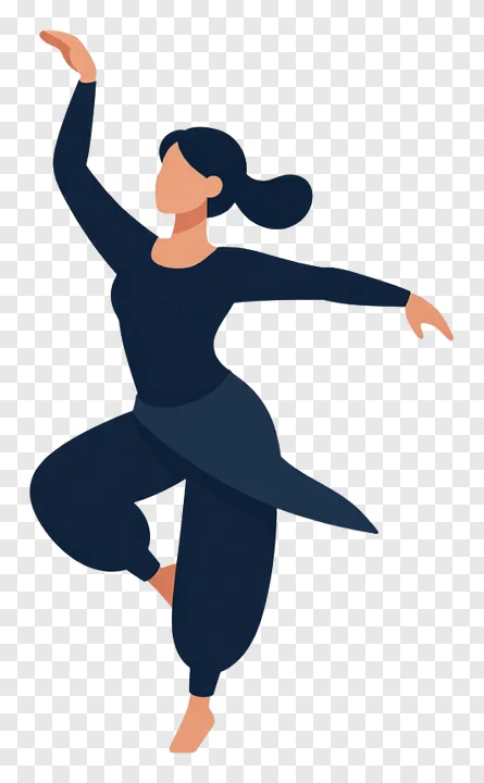 A dark blue garba dancer in a dynamic pose.