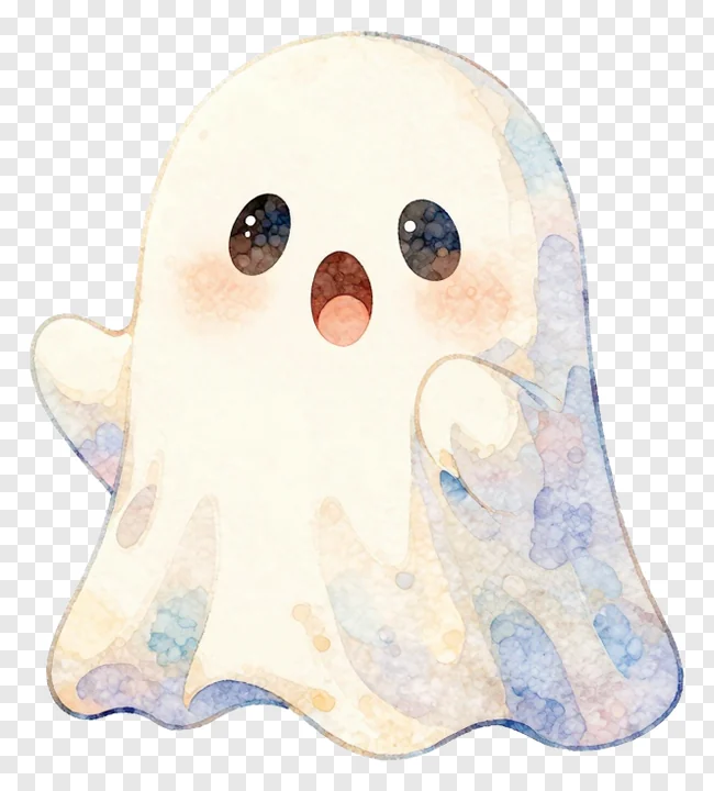 A cute watercolor ghost with blush cheeks.