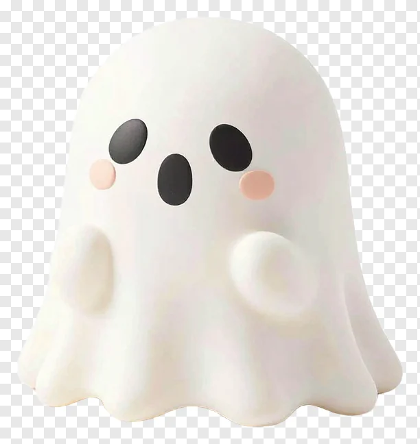 A cute white ghost with blush cheeks.