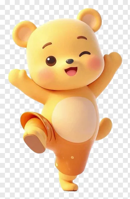 Yellow bear dancing in a Garba pose.