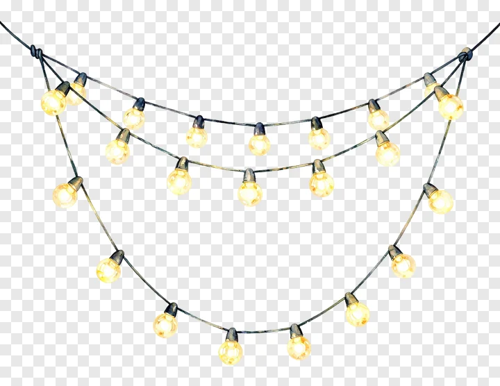 Arched string of glowing yellow festival lights.