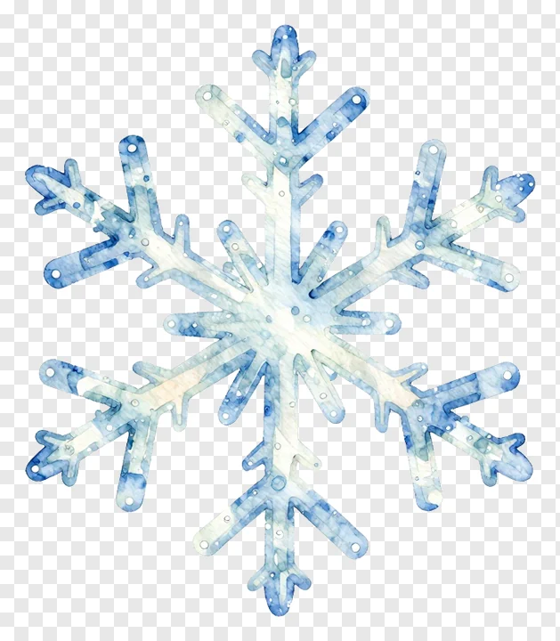 A blue watercolor snowflake ornament.