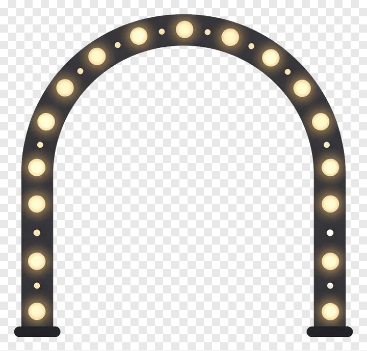 Black arch decorated with warm lights.