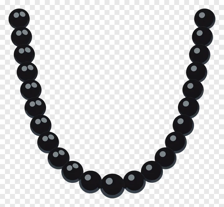 Black glass bead necklace in a U-shape