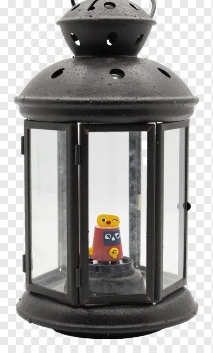 Black lantern with a small robot inside