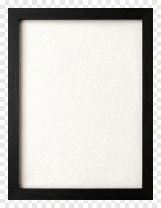 Black wooden picture frame with blank white mat.