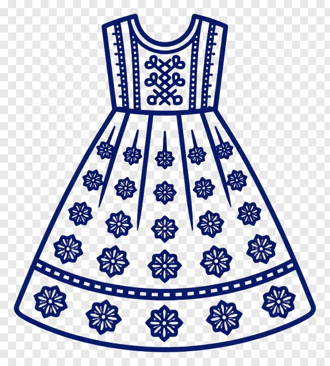 Sleeveless dress with detailed blue embroidery.