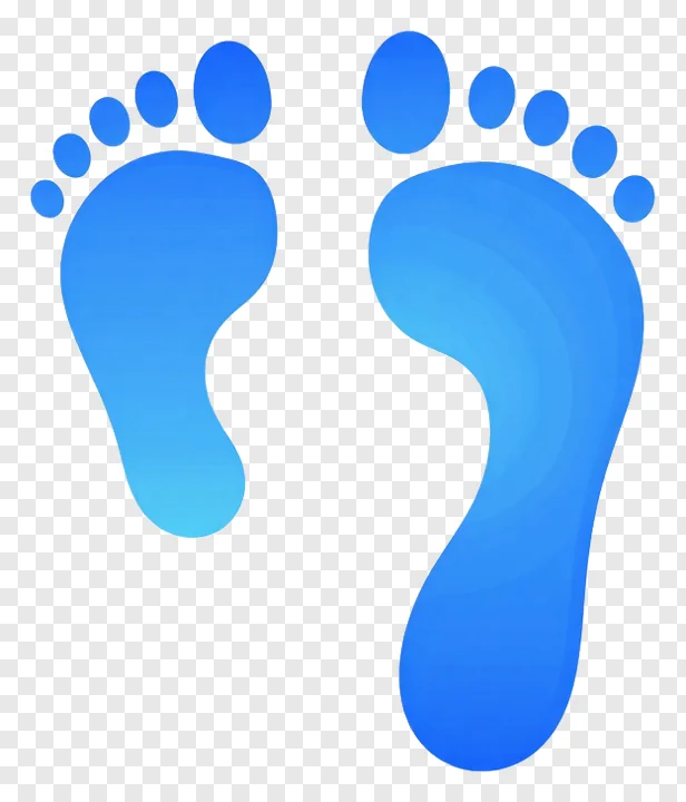 Two blue footprints with gradient and dot details.