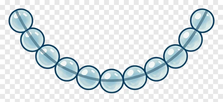 A curved string of light blue glass beads.
