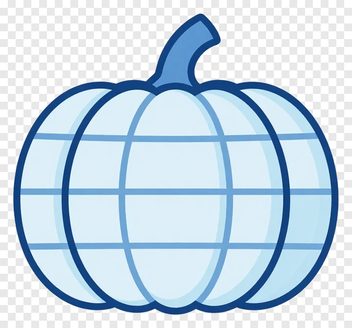 A blue quilted pumpkin with a stem.