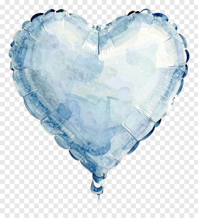 A blue watercolor heart-shaped balloon.