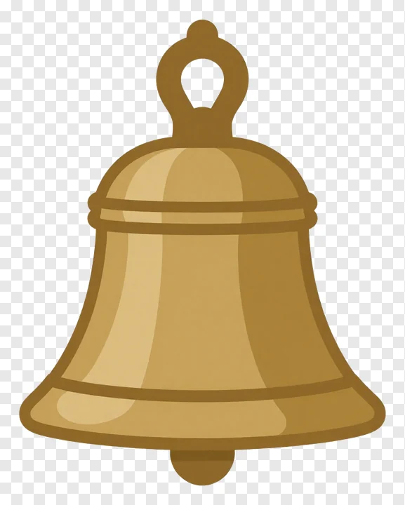 A brass puja bell with a curved handle.