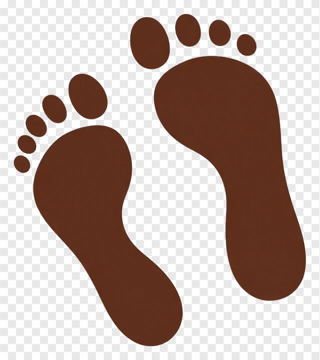 A brown footprint with small dots, styled like a rangoli pattern.