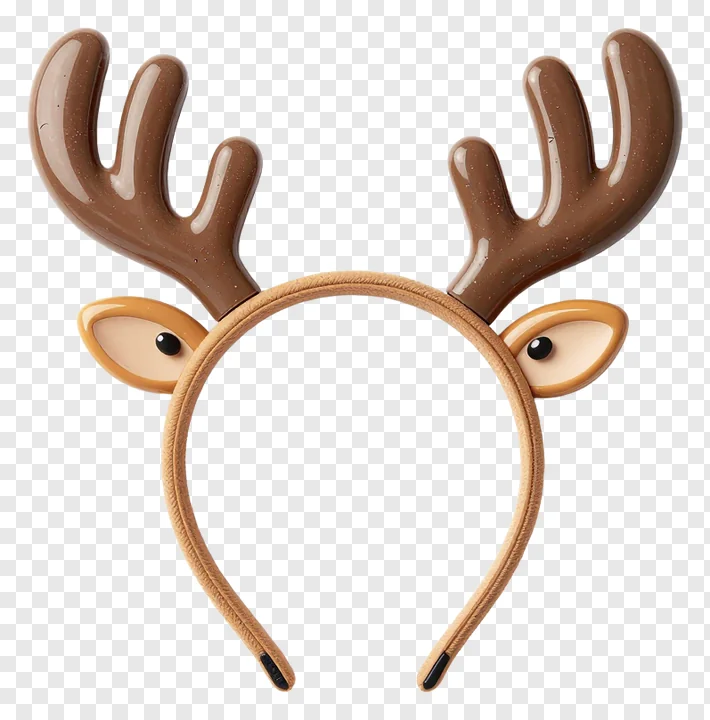 A reindeer antlers headband with brown speckled antlers and small ears.