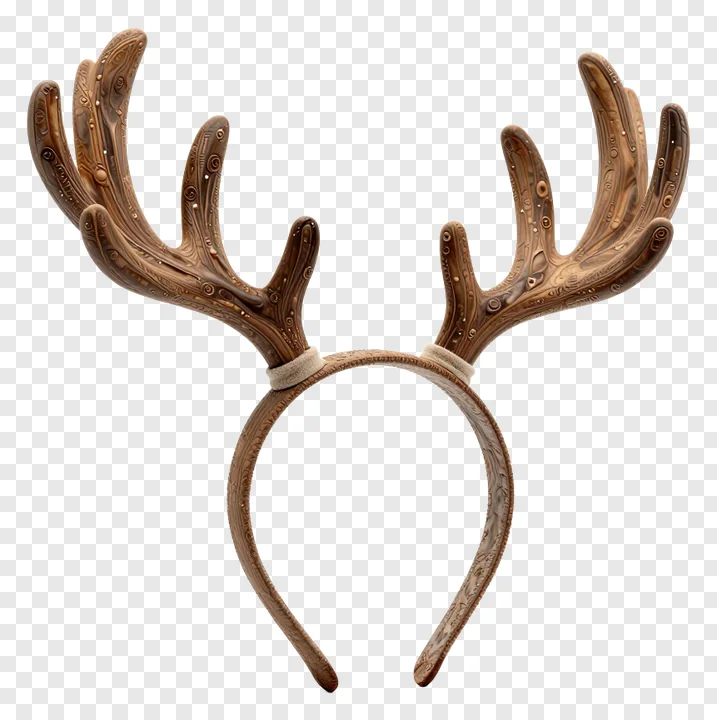 A decorative headband with carved reindeer antlers.