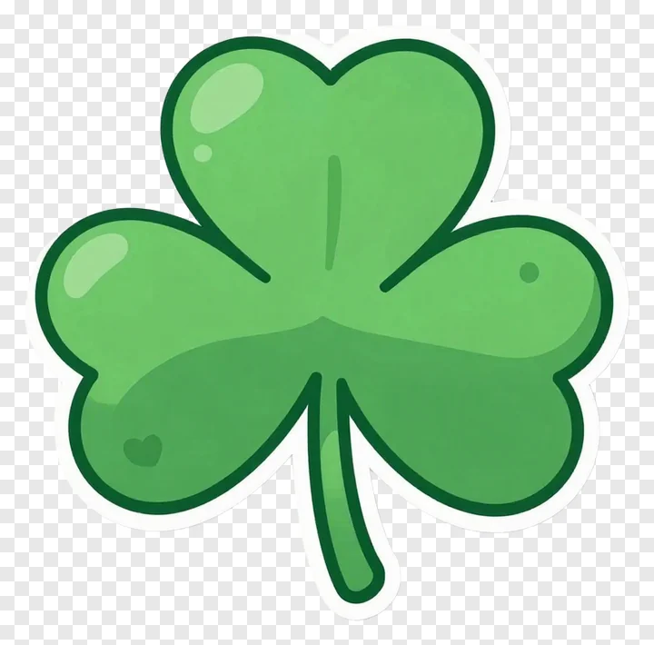 A cartoon shamrock with a heart-shaped leaf.