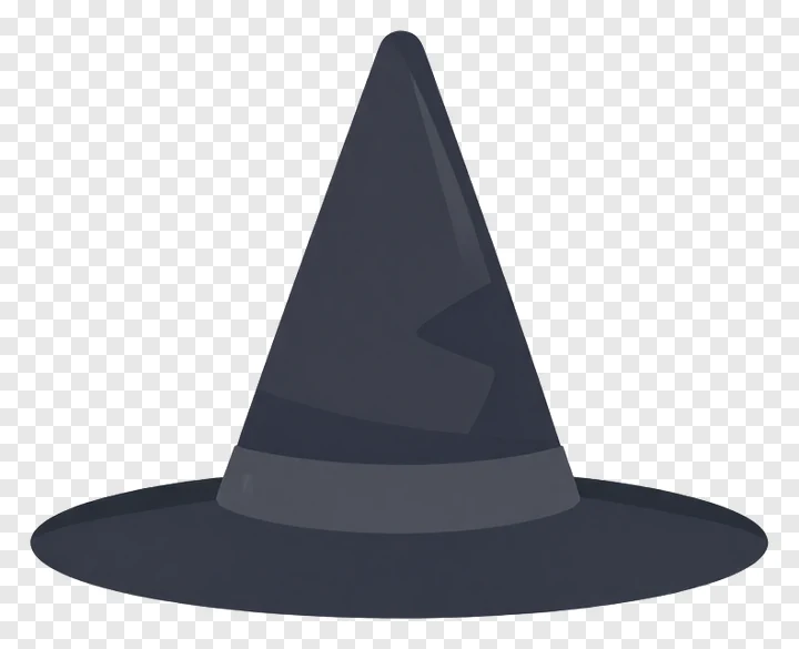 A dark gray witch hat with a curved brim.