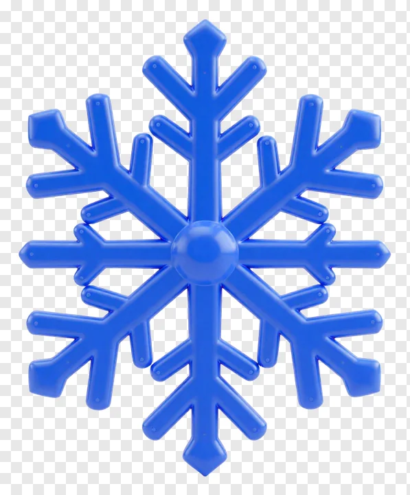 A blue plastic snowflake toy with six arms.