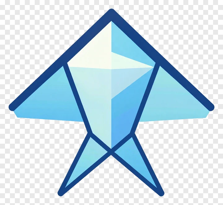 A blue gradient geometric paper kite.