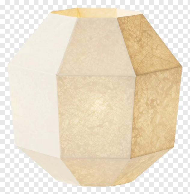 A geometric paper lantern with a crackled texture.