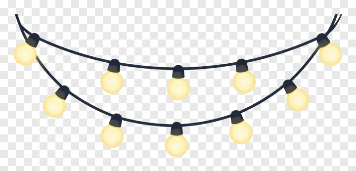 String of glowing festival lights hanging in an arc.