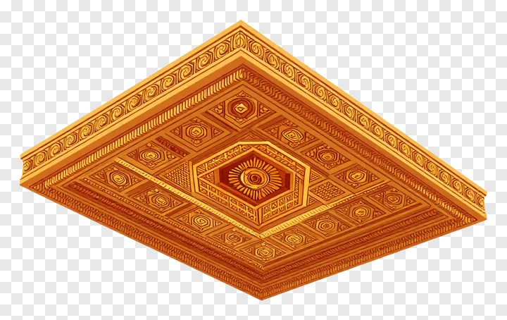 Golden geometric ceiling with ornate patterns.