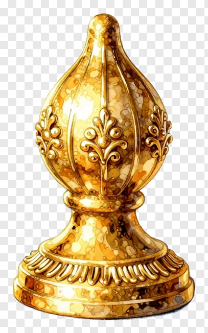 Golden finial with decorative floral motifs.
