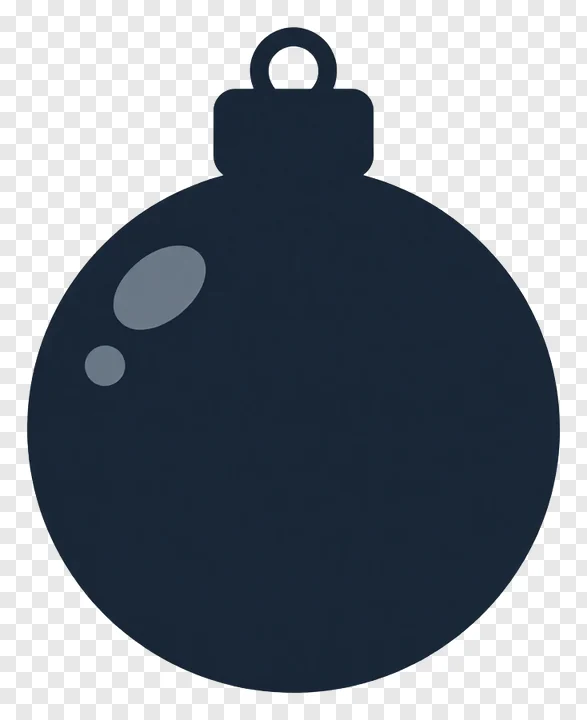 A dark blue matte Christmas bauble with gray spots.