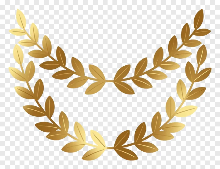 A circular metallic leaf garland with gradient gold tones.
