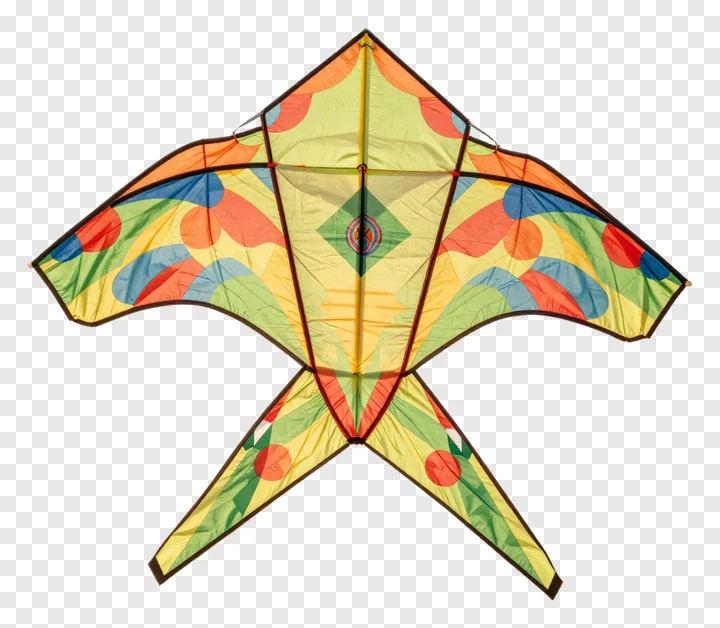 A colorful paper kite with geometric patterns.