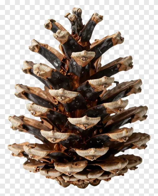 A pinecone with a face-like pattern on its scales.