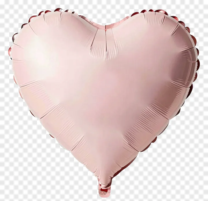 A pink heart-shaped foil balloon.