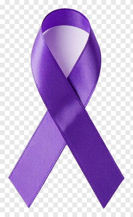 A purple satin ribbon in a looped knot.