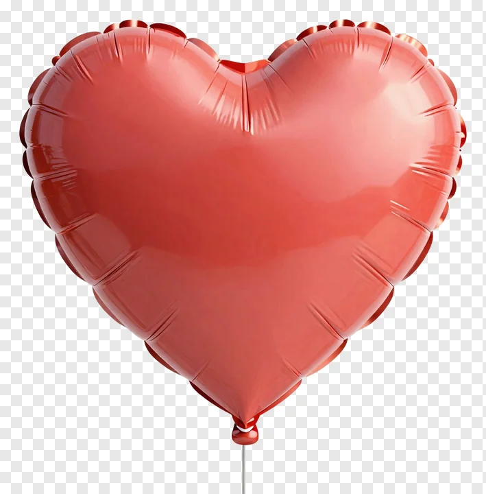 A shiny red heart-shaped balloon.