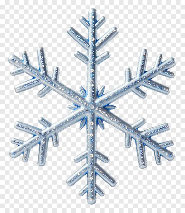 A silver snowflake ornament with detailed branches.