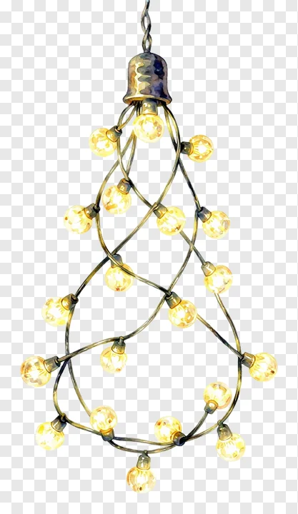 Hanging chandelier with glowing fairy lights.