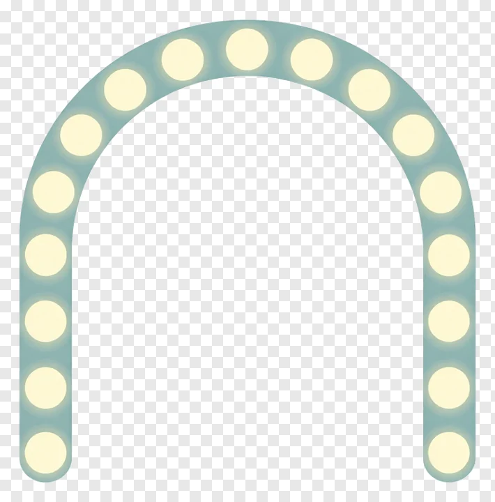 A teal-colored arch with cream lights.
