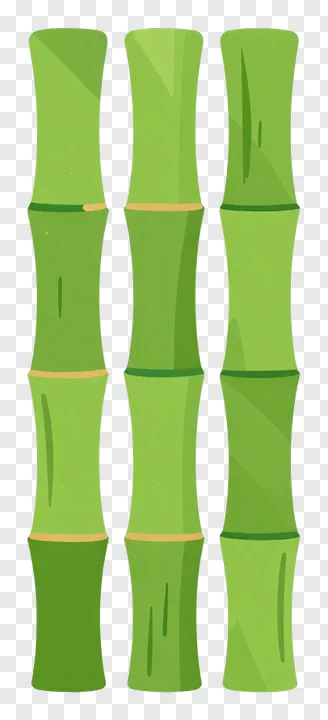 Three green bamboo stalks.