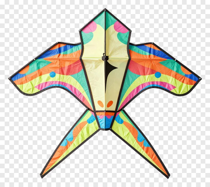 A colorful paper kite with geometric patterns.