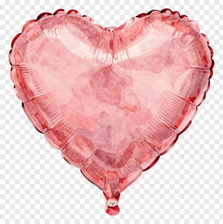 A pink heart-shaped balloon with watercolor texture.