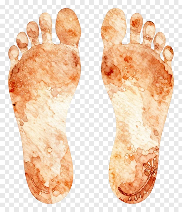 Watercolor artistic depiction of two footprints.